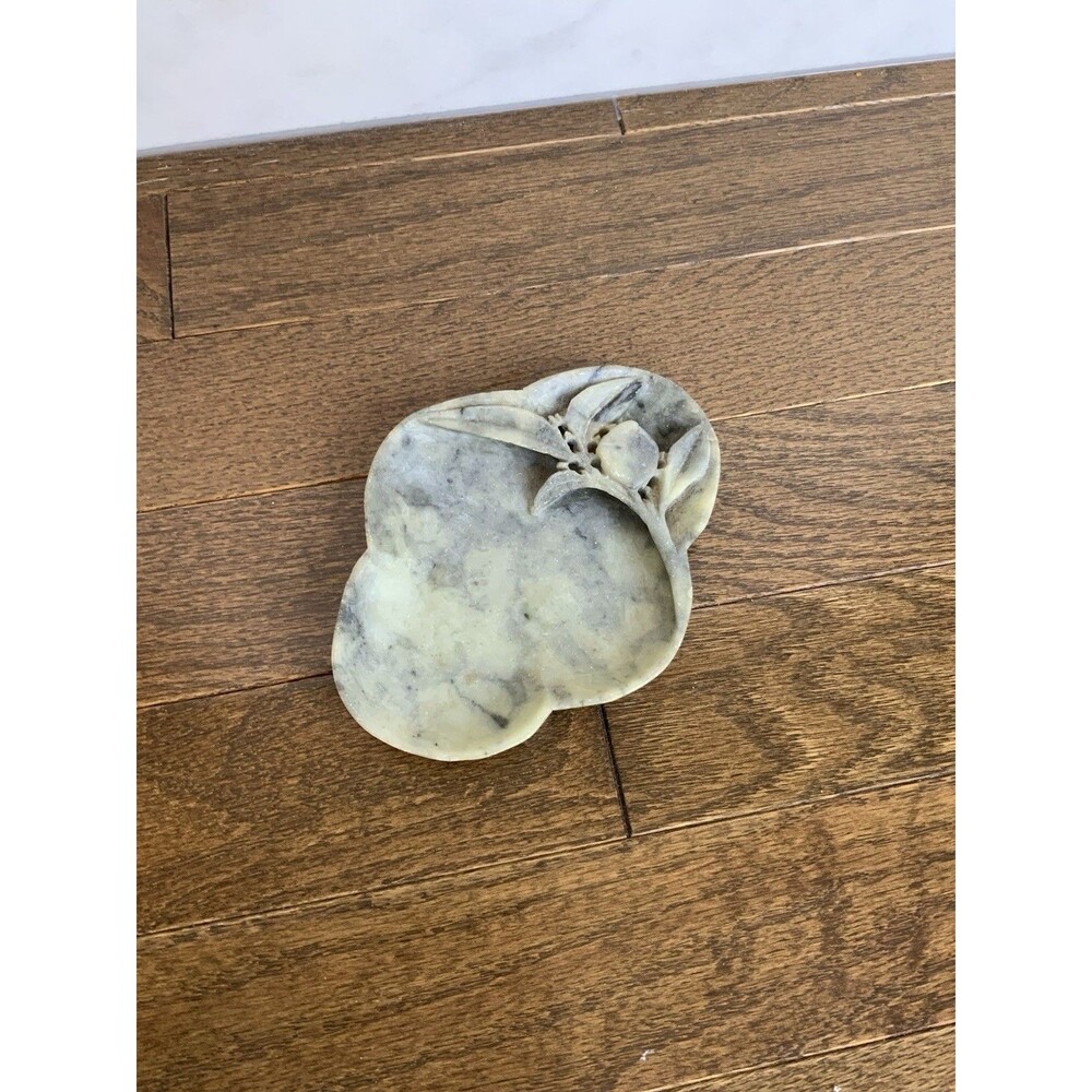 Vintage Hand Carved Soapstone Dish Bowl Mark China Mid Century Ring Catchall